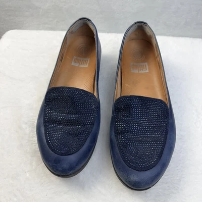 Fitflop Lena Cristales Mocasines Acento Brillante Cómodos Zapatos Sin Cordones EE. UU. 8 Azul Foto 1 de 4