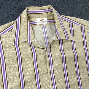 VTG Van Heusen Shirt Mens Large Dagger Collar Stripe Vanopress V Taper 70s Disco - Picture 1 of 8