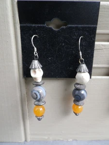 Halloween Motiv Ohrringe S/S Drähte verschiedene Totenköpfe orange gemmys baumelt - Bild 1 von 2