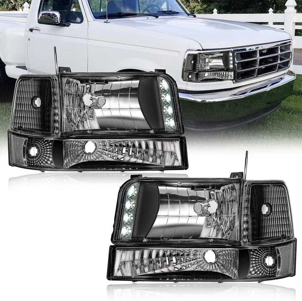Faro LED para Ford F150 F250 F350 Bronco 1992 1993 1994 1995 1996 refl transparente Foto 1 de 4