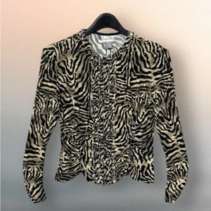 Joseph Ribkoff Womens Tiger Sequin Pattern Zip Up Jacket Size 14 US Y2K EUC - Picture 1 of 6