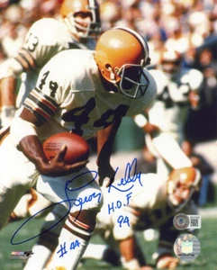 LEROY KELLY SIGNED AUTOGRAPHED 8x10 PHOTO + HOF 94 CLEVELAND BROWNS BECKETT BAS - Picture 1 of 2