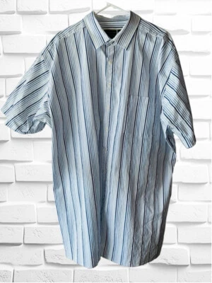 Camisa informal a rayas George Foreman para hombre 3XL grande y alta manga corta con botones Foto 1 de 4