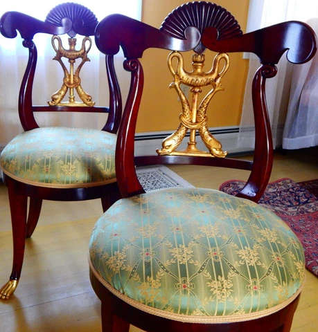 Antique Late 18th C. Pair (2) Continental Neoclassical Mahog side Chairs  4avail Cover