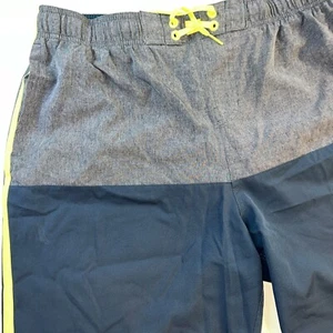 Nike Swim Trunks  Mens Size XL Blues W Neon Stripe Swoosh - Picture 1 of 19