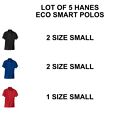 Lot Of 5 Hanes EcoSmart Polo Shirts Size Small Short Sleeve Free Shipping