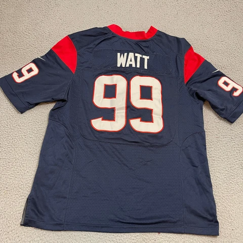 JJ WATT #99 Houston Texans 2002-2012 NFL AFC Boys Navy Blue Captain Jersey L 48 Cover