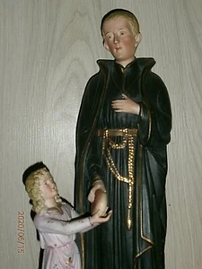 44 cm/RARE!/BELLE STATUE RELIGIEUSE/SAINT GERARD MAJEVA & ENFANT/BISCUIT ANDENNE - Picture 1 of 11