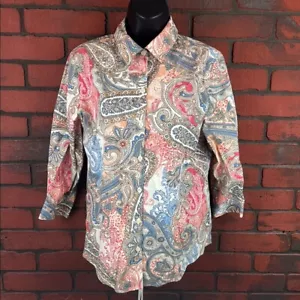Chico's Floral Button Down Woman's Size 0 - Picture 1 of 8