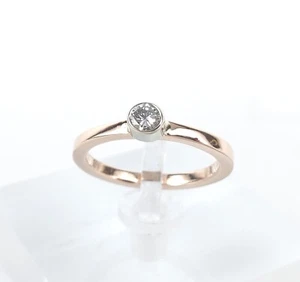 14k Rose Gold Diamond Square Shank Stackable Solitaire Band Ring 4.75'' - Picture 1 of 12