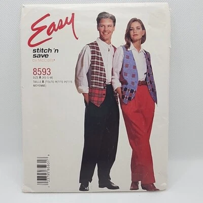 McCall's Stitch N' Save 8593 Unisex Pants Vest Sewing Pattern Size XS-M Uncut - Image 1 of 4