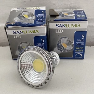 4 X COOL WHITE SPOTLIGHT JOBLOT LED 5W GU10 50mm DIMMABLE SANLUMIA - Picture 1 of 5
