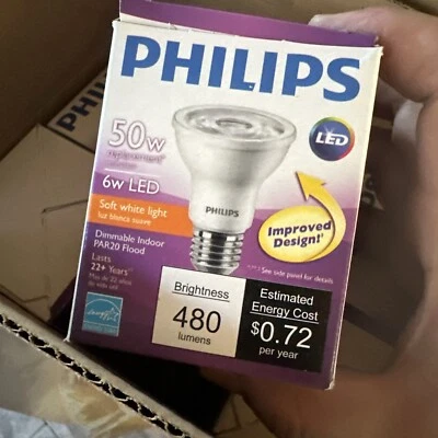 BOX 6 Qty- Philips 463646 6PAR20/LED/827/F25/DIM SO 120V - Image 1 of 4