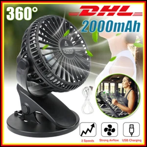 360° Mini USB Ventilator Akku Clip Fan Tischventilator mit Batterie Tisch Lüfter - Bild 1 von 15
