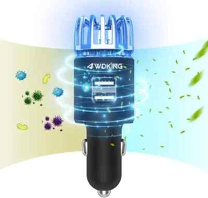 Car Air Purifier Ionizer, 12V Plug-In Car Air Freshener Gadgets with Dual USB Ch - Picture 1 of 6