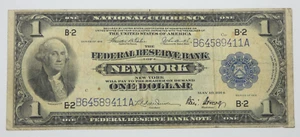 1918 Large Size $1 Fed Res Bank New York, NY FINE Fr#712 ~ minor stains - Picture 1 of 4
