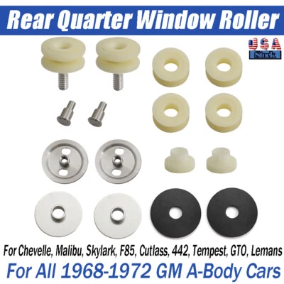 For 68-72 GM A body Window Roller Rear Quarter Glass Set Fit GTO Chevelle 442 GS - Imagem 1 de 4