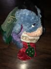 Eeyore Plush 13" Disney Store 2001 With Red Christmas Stocking Green Scarf P49