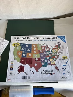 State Quarter Set, Complete 56pc 1999-2009 incl. 6 Territories & Folder Map - Image 1 of 4