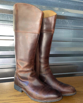 Sebago Women’s Brown Leather Tall Distressed Zip-up Boots Size 10 Riding/Western - Image 1 of 4