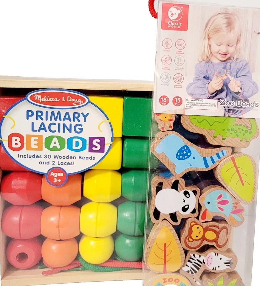 Melissa & Doug Primary Beads Lacing 30 2 Laces