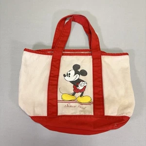 VTG Disney Mickey Mouse Canvas Tote Bag - Ivory / Red - Graphic - Reusable - Picture 1 of 6