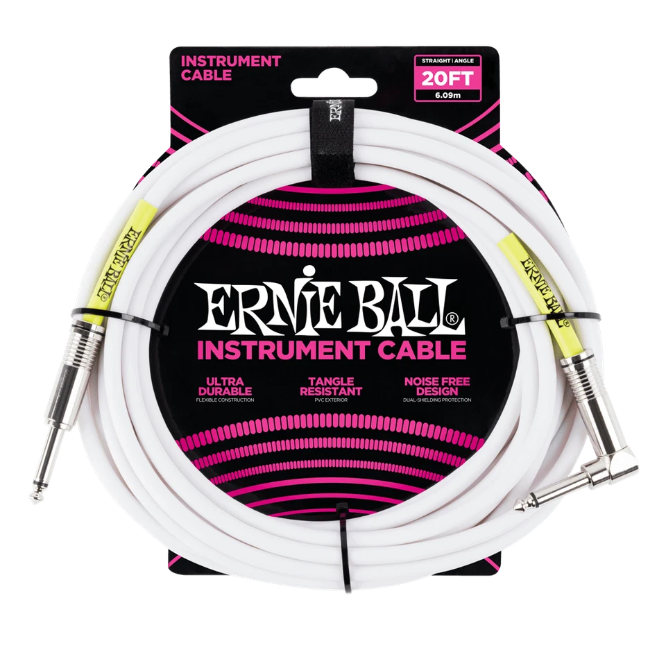Ernie Ball Classic Instrument Cable Straight/Angle 20ft - White - Image 1 of 1