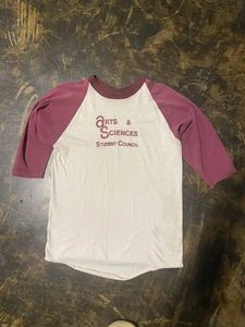 Size Large - 1980’s Russell Athletic Arts & Science 3/4 sleeve tee Made In USA - Picture 1 of 3