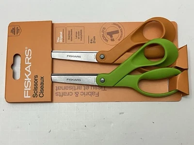 Fiskars Pack de 2 Tijeras 8” Cada una Original Naranja y Verde Hojas Inoxidable Nuevo Foto 1 de 4