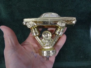 Vintage 1960’s Gold Tone Metal Classic Race Car Auto Show Award Trophy Topper 4" - Picture 1 of 10