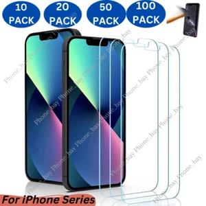 Wholesale Bulk Lot Tempered Glass Screen Protector For iPhone 11 12 13 14 Pro 8 - Picture 1 of 16