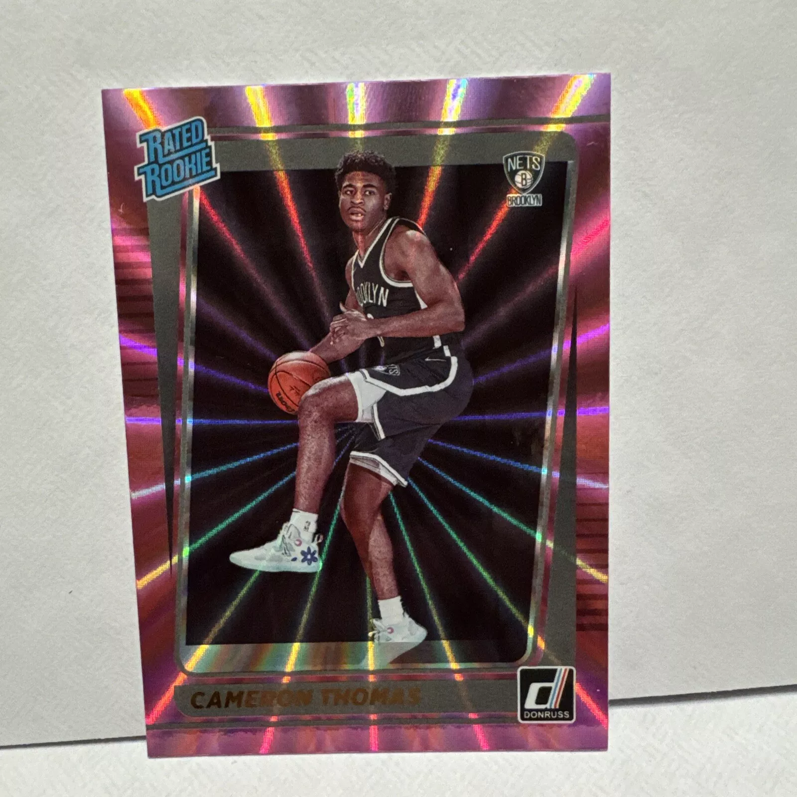 2021-22 PANINI DONRUSS CAMERON THOMAS RATED ROOKIE PINK LASER #203 BROOKLYN NETS