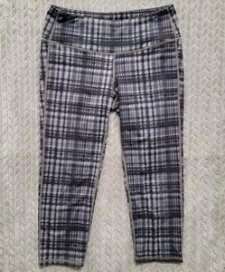 Athleta Plaidness Chaturanga Capri Tights Yoga Pants Small Gray Plaid 428267-01 - Picture 1 of 10