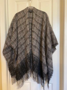 Cejon Pashmina/Shawl/Wrap Boucle Fringed Gray Plaid 63'' x 21'' - Picture 1 of 9