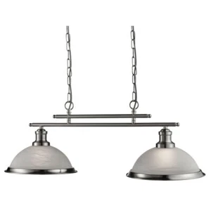 Searchlight 2682-2SS Bistro 2 Bar Ceiling Pendant Light, satin silver, glass - Picture 1 of 1