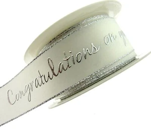Ivory Christening Ribbon With Congratulations On Your Christening Message - Picture 1 of 6