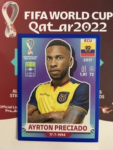AYRTON PRECIADO, ECUADOR TEAM, BLUE PANINI STICKER WORLD CUP QATAR 2022 #ECU19 - Picture 1 of 1