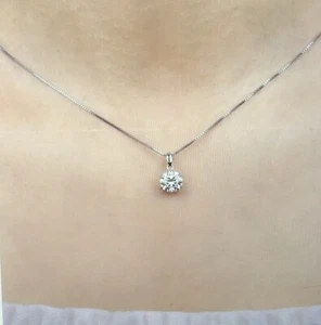 3CT Brilliant Moissanite GRA 925 Sterling Silver Solitaire Necklace Box Chain - Picture 1 of 8