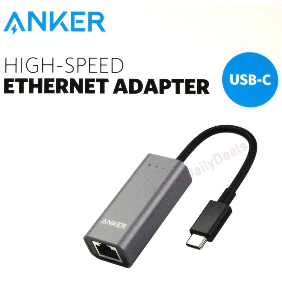 ANKER USB-C to Ethernet Adapter USB-C Hub A8341 Gray connection speeds up to 1 G