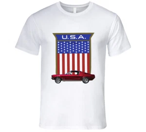 Maglietta regalo premium Mustang Fastback American Muscle Flag 1968 - Foto 1 di 4