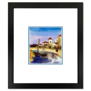 Moshe Leider, gerahmtes Original Mischtechnik Aquarell Gemälde, handsigniert - Bild 1 von 3