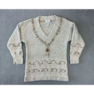 Vintage Express Tricot Hand Knitted Sweater Womens XS Angora Oversized Floral - Picture 1 of 9