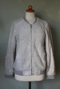 S. Oliver Jacke Collegejacke Bomberjacke kuschelig weiß grau grober Strick 36 S - Bild 1 von 3