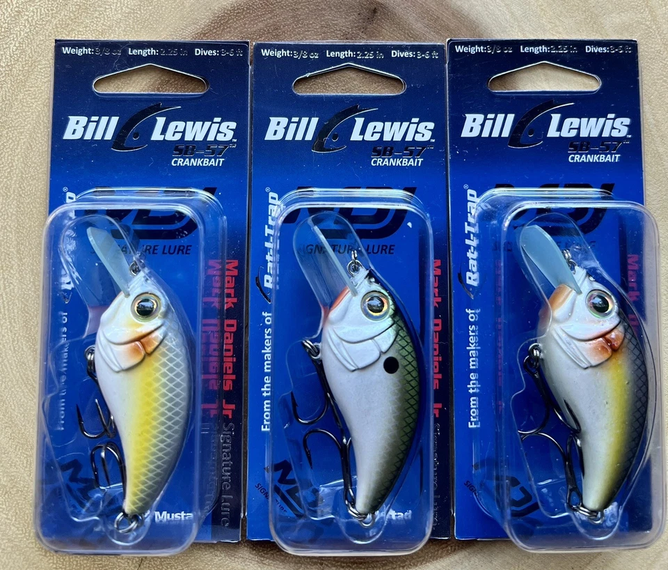 Bill Lewis (Lot of 3) SB-57 Square-bill Crankbaits, Bass, Free Shipping! NWT! - Image 1 of 4
