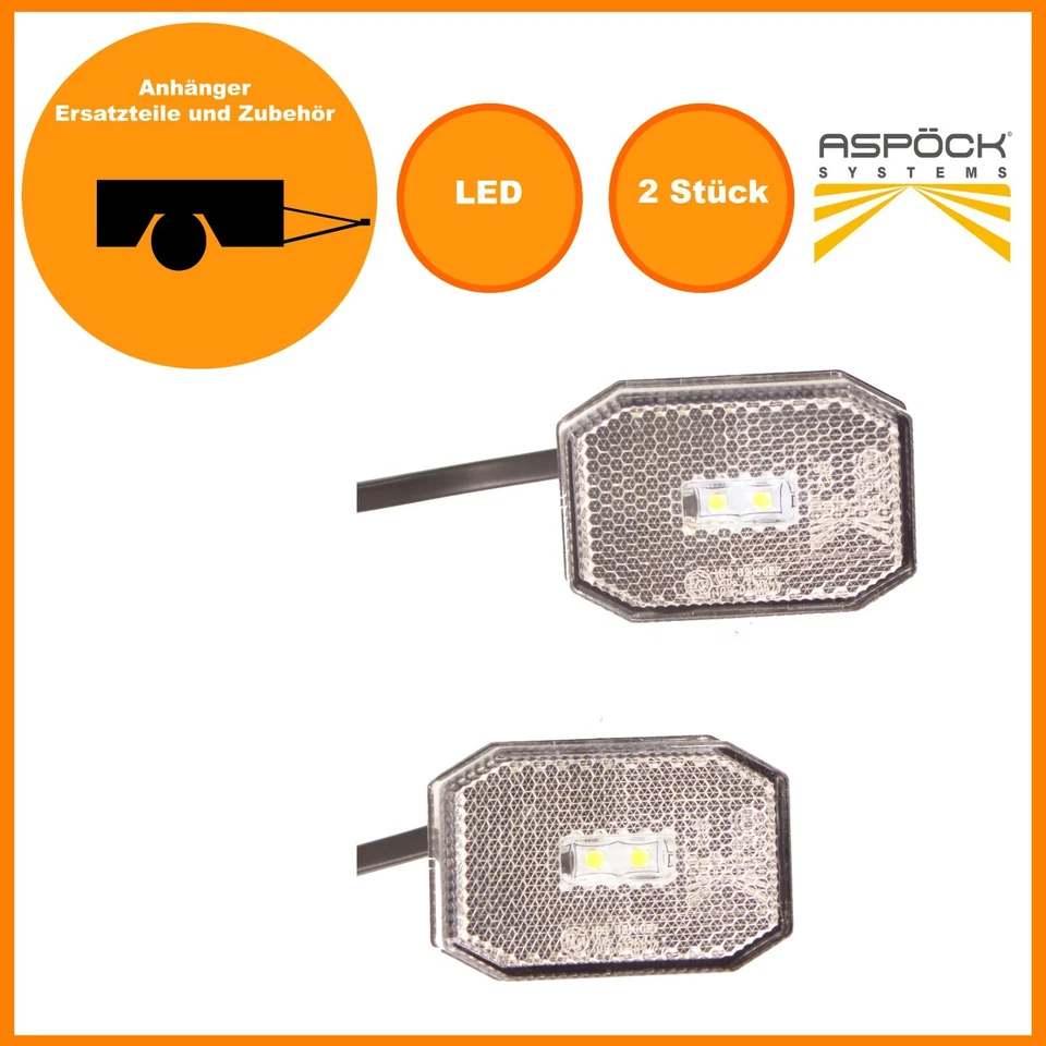 Aspöck Positionsleuchte Flexipoint weiß LED mit Dc-kabel