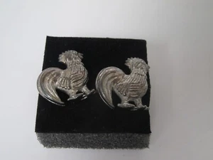Vintage Silver/Pewter-Tone Set of Rooster Cufflinks - Picture 1 of 2