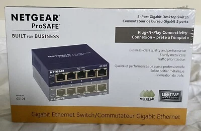 NEW netgear prosafe gs105 5-port Gigabit Desktop Switch - Image 1 of 4