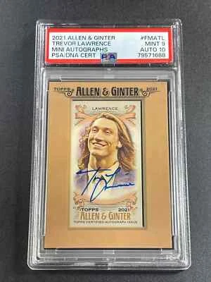 TREVOR LAWRENCE 2021 TOPPS ALLEN & GINTER MINI AUTO ROOKIE RC PSA 9 10 - Image 1 of 4