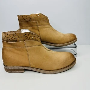 Sundance Leather Western Slip On Booties Women Size 37 EU Brown Made in Italy - Picture 1 of 9