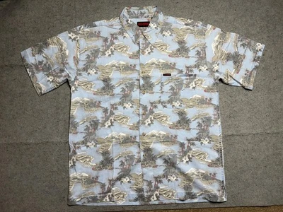 Wolverine Shirt Mens Large Blue Hawaiian Tropical Button Front Cotton Casual - Image 1 of 4